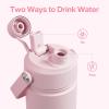 imageInsulated Water Bottle with Straw Stainless Steel Water Bottle LeakProof BPAFree Double Wall Vacuum Keeps Cold for 24 Hours for Sports Travel School 32 oz Azure BlueCotton Candy