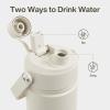 imageInsulated Water Bottle with Straw Stainless Steel Water Bottle LeakProof BPAFree Double Wall Vacuum Keeps Cold for 24 Hours for Sports Travel School 32 oz Azure BlueCream Moon