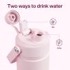 imageInsulated Water Bottle with Straw Stainless Steel Water Bottle LeakProof BPAFree Double Wall Vacuum Keeps Cold for 24 Hours for Sports Travel School 32 oz Azure BlueCotton Candy