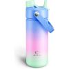 imageInsulated Water Bottle with Straw Stainless Steel Water Bottle LeakProof BPAFree Double Wall Vacuum Keeps Cold for 24 Hours for Sports Travel School 32 oz Azure BlueFrosted Lilac