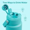 imageInsulated Water Bottle with Straw Stainless Steel Water Bottle LeakProof BPAFree Double Wall Vacuum Keeps Cold for 24 Hours for Sports Travel School 32 oz Azure BlueAquamarine Blue