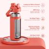 imageInsulated Water Bottle with Straw Stainless Steel Water Bottle LeakProof BPAFree Double Wall Vacuum Keeps Cold for 24 Hours for Sports Travel School 32 oz Azure BlueTawny Orange