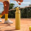 imageInsulated Water Bottle with Straw Stainless Steel Water Bottle LeakProof BPAFree Double Wall Vacuum Keeps Cold for 24 Hours for Sports Travel School 32 oz Azure BlueElfin Yellow