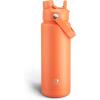 imageInsulated Water Bottle with Straw Stainless Steel Water Bottle LeakProof BPAFree Double Wall Vacuum Keeps Cold for 24 Hours for Sports Travel School 32 oz Azure BlueModerate Orange