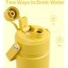 imageInsulated Water Bottle with Straw Stainless Steel Water Bottle LeakProof BPAFree Double Wall Vacuum Keeps Cold for 24 Hours for Sports Travel School 32 oz Azure BlueElfin Yellow