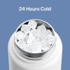 imageInsulated Water Bottle with Straw Stainless Steel Water Bottle LeakProof BPAFree Double Wall Vacuum Keeps Cold for 24 Hours for Sports Travel School 32 oz Azure BluePolar White