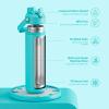 imageInsulated Water Bottle with Straw Stainless Steel Water Bottle LeakProof BPAFree Double Wall Vacuum Keeps Cold for 24 Hours for Sports Travel School 32 oz Azure BlueAquamarine Blue