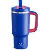 image32 oz Tumbler with Handle and Straw Stainless Steel Insulated Tumbler Keeps Cold for 24 Hours Leakproof Travel Cup Fits in Cup Holder and BPAFree Beaucoup BlueBeaucoup Blue