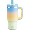 image32 oz Tumbler with Handle and Straw Stainless Steel Insulated Tumbler Keeps Cold for 24 Hours Leakproof Travel Cup Fits in Cup Holder and BPAFreeAcid GreenSunny Breeze