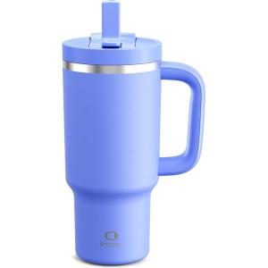 image32 oz Tumbler with Handle and Straw Stainless Steel Insulated Tumbler Keeps Cold for 24 Hours Leakproof Travel Cup Fits in Cup Holder and BPAFree Beaucoup BlueCornflower Blue