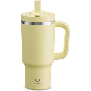 image32 oz Tumbler with Handle and Straw Stainless Steel Insulated Tumbler Keeps Cold for 24 Hours Leakproof Travel Cup Fits in Cup Holder and BPAFreeAcid GreenLight Vanilla