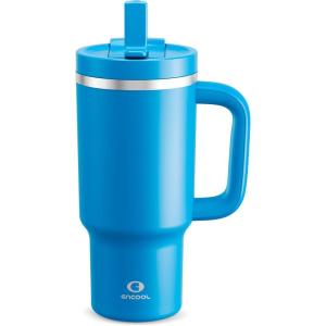image32 oz Tumbler with Handle and Straw Stainless Steel Insulated Tumbler Keeps Cold for 24 Hours Leakproof Travel Cup Fits in Cup Holder and BPAFreeAcid GreenCeltic Blue