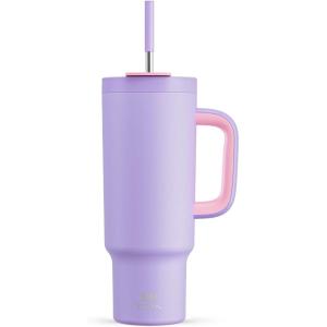 image40 oz Tumbler with Handle and Straw 100 Leakproof Insulated Tumbler with Lid and Straw Stainless Steel Travel Mug Keeps Cold for 34 Hours Car Cup Holder Friendly Lavender