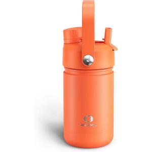 imageInsulated Water Bottle with Straw Stainless Steel Water Bottle LeakProof BPAFree Double Wall Vacuum Keeps Cold for 24 Hours for Sports Travel School 32 oz Azure BlueModerate Orange