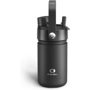 imageInsulated Water Bottle with Straw Stainless Steel Water Bottle LeakProof BPAFree Double Wall Vacuum Keeps Cold for 24 Hours for Sports Travel School 32 oz Azure BlueBlack Night