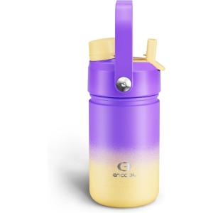 imageInsulated Water Bottle with Straw Stainless Steel Water Bottle LeakProof BPAFree Double Wall Vacuum Keeps Cold for 24 Hours for Sports Travel School 32 oz Azure BluePeach Dream