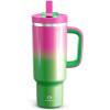 image40 oz Tumbler with Handle and Straw Stainless Steel Insulated Tumbler Keeps Cold for 24 Hours Leakproof Travel Cup Fits in Cup Holder and BPAFree AvenueFuchsia