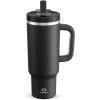 image40 oz Tumbler with Handle and Straw Stainless Steel Insulated Tumbler Keeps Cold for 24 Hours Leakproof Travel Cup Fits in Cup Holder and BPAFree AvenueBlack Night