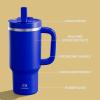 image40 oz Tumbler with Handle and Straw Stainless Steel Insulated Tumbler Keeps Cold for 24 Hours Leakproof Travel Cup Fits in Cup Holder and BPAFree AvenueRoyal Blue