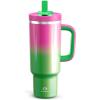 image40 oz Tumbler with Handle and Straw Stainless Steel Insulated Tumbler Keeps Cold for 24 Hours Leakproof Travel Cup Fits in Cup Holder and BPAFree AvenueFuchsia