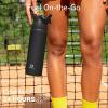 imageInsulated Water Bottle with Straw  Encool Stainless Steel Water Bottle Reusable Leakproof and BPAFree for Sports Travel Cold for 24 Hours 24 oz LavenderBlack Night
