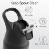 imageInsulated Water Bottle with Straw  Encool Stainless Steel Water Bottle Reusable Leakproof and BPAFree for Sports Travel Cold for 24 Hours 24 oz LavenderBlack Night