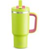 image40 oz Tumbler with Handle and Straw Stainless Steel Insulated Tumbler Keeps Cold for 24 Hours Leakproof Travel Cup Fits in Cup Holder and BPAFree AvenueAcid Green