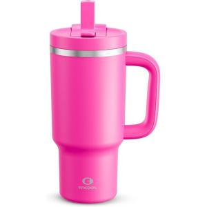 image40 oz Tumbler with Handle and Straw Stainless Steel Insulated Tumbler Keeps Cold for 24 Hours Leakproof Travel Cup Fits in Cup Holder and BPAFree AvenuePersian Rose