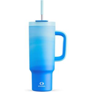 image40 oz Tumbler with Handle and Straw 100 Leakproof Insulated Tumbler with Lid and Straw Stainless Steel Travel Mug Keeps Cold for 34 Hours Car Cup Holder Friendly Sea