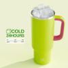 image40 oz Tumbler with Handle and Straw Stainless Steel Insulated Tumbler Keeps Cold for 24 Hours Leakproof Travel Cup Fits in Cup Holder and BPAFree Evening GlowAcid Green
