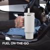 image40 oz Tumbler with Handle and Straw Stainless Steel Insulated Tumbler Keeps Cold for 24 Hours Leakproof Travel Cup Fits in Cup Holder and BPAFree Evening GlowPolar White