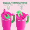 image40 oz Tumbler with Handle and Straw Stainless Steel Insulated Tumbler Keeps Cold for 24 Hours Leakproof Travel Cup Fits in Cup Holder and BPAFree Evening GlowKnockout Pink