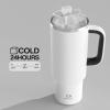image40 oz Tumbler with Handle and Straw Stainless Steel Insulated Tumbler Keeps Cold for 24 Hours Leakproof Travel Cup Fits in Cup Holder and BPAFree Evening GlowPolar White