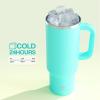 image40 oz Tumbler with Handle and Straw Stainless Steel Insulated Tumbler Keeps Cold for 24 Hours Leakproof Travel Cup Fits in Cup Holder and BPAFree Evening GlowAquamarine Blue