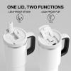image40 oz Tumbler with Handle and Straw Stainless Steel Insulated Tumbler Keeps Cold for 24 Hours Leakproof Travel Cup Fits in Cup Holder and BPAFree Evening GlowPolar White