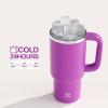 image40 oz Tumbler with Handle and Straw Stainless Steel Insulated Tumbler Keeps Cold for 24 Hours Leakproof Travel Cup Fits in Cup Holder and BPAFree Evening GlowBright Magenta