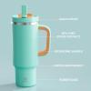 image40 oz Tumbler with Handle and Straw Stainless Steel Insulated Tumbler Keeps Cold for 24 Hours Leakproof Travel Cup Fits in Cup Holder and BPAFree Evening GlowSoft Cyan