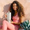image40 oz Tumbler with Handle and Straw Stainless Steel Insulated Tumbler Keeps Cold for 24 Hours Leakproof Travel Cup Fits in Cup Holder and BPAFree Evening GlowPolar White