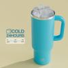 image40 oz Tumbler with Handle and Straw Stainless Steel Insulated Tumbler Keeps Cold for 24 Hours Leakproof Travel Cup Fits in Cup Holder and BPAFree Evening GlowAzure Blue