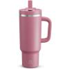 image40 oz Tumbler with Handle and Straw Stainless Steel Insulated Tumbler Keeps Cold for 24 Hours Leakproof Travel Cup Fits in Cup Holder and BPAFree Evening GlowTurkish Rose