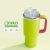 image40 oz Tumbler with Handle and Straw Stainless Steel Insulated Tumbler Keeps Cold for 24 Hours Leakproof Travel Cup Fits in Cup Holder and BPAFree Evening GlowAcid Green