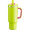 image40 oz Tumbler with Handle and Straw Stainless Steel Insulated Tumbler Keeps Cold for 24 Hours Leakproof Travel Cup Fits in Cup Holder and BPAFree Evening GlowAcid Green