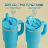 image40 oz Tumbler with Handle and Straw Stainless Steel Insulated Tumbler Keeps Cold for 24 Hours Leakproof Travel Cup Fits in Cup Holder and BPAFree Evening GlowAzure Blue