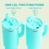 image40 oz Tumbler with Handle and Straw Stainless Steel Insulated Tumbler Keeps Cold for 24 Hours Leakproof Travel Cup Fits in Cup Holder and BPAFree Evening GlowAquamarine Blue