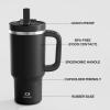 image40 oz Tumbler with Handle and Straw Stainless Steel Insulated Tumbler Keeps Cold for 24 Hours Leakproof Travel Cup Fits in Cup Holder and BPAFree Evening GlowBlack Night