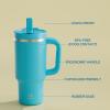 image40 oz Tumbler with Handle and Straw Stainless Steel Insulated Tumbler Keeps Cold for 24 Hours Leakproof Travel Cup Fits in Cup Holder and BPAFree Evening GlowAzure Blue