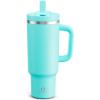 image40 oz Tumbler with Handle and Straw Stainless Steel Insulated Tumbler Keeps Cold for 24 Hours Leakproof Travel Cup Fits in Cup Holder and BPAFree Evening GlowAquamarine Blue