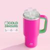 image40 oz Tumbler with Handle and Straw Stainless Steel Insulated Tumbler Keeps Cold for 24 Hours Leakproof Travel Cup Fits in Cup Holder and BPAFree Evening GlowKnockout Pink