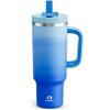 image40 oz Tumbler with Handle and Straw Stainless Steel Insulated Tumbler Keeps Cold for 24 Hours Leakproof Travel Cup Fits in Cup Holder and BPAFree Evening GlowSea