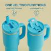 image40 oz Tumbler with Handle and Straw Stainless Steel Insulated Tumbler Keeps Cold for 24 Hours Leakproof Travel Cup Fits in Cup Holder and BPAFree Evening GlowAzure Blue